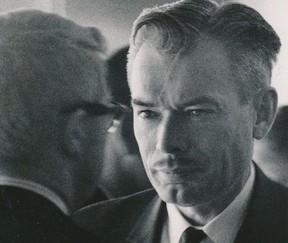 Contractor Oliver Gaffney leaves the inquest into the Heron Road Bridge collapse, Nov. 25, 1966.