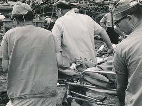 Rescue effort at the Heron Road Bridge collapse, Aug. 10, 1966.