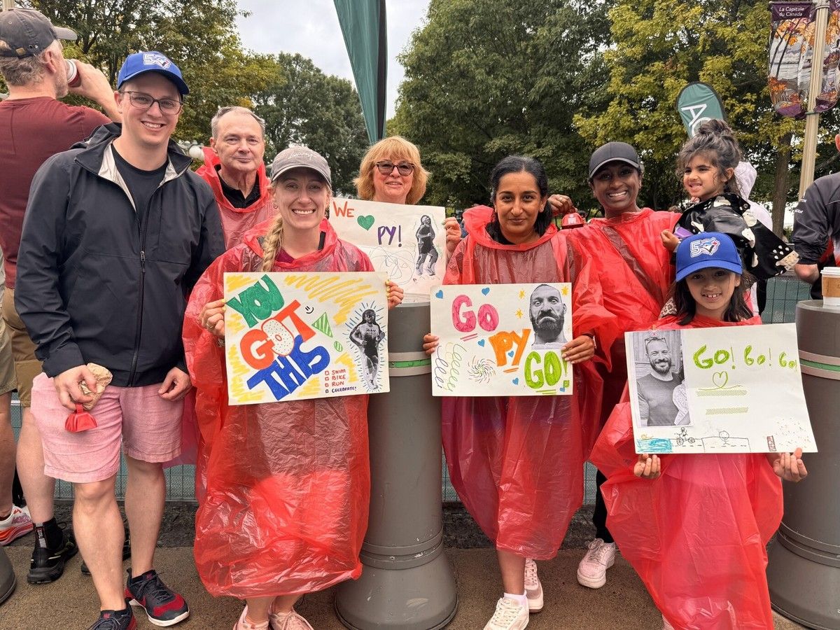 From left to right are Andrew Masse, Liia Vuur, Jacek Grzelak, Teresa Walaszek, Ripan Gill, Anuschka Naidoo, Kaia Eliora Naidoo-Masse and Nevéa Naidoo-Masse, a group of friends and family coming together from Vancouver, Toronto and Montreal in support of Patrick Grzelak, a contestant in Ironman Canada-Ottawa. From left to right are Andrew Masse, Liia Vuur, Jacek Grzelak, Teresa Walaszek, Ripan Gill, Anuschka Naidoo, Kaia Eliora Naidoo-Masse and Nevéa Naidoo-Masse, a group of friends and family coming together from Vancouver, Toronto and Montreal in support of Patrick Grzelak, a contestant in Ironman Canada-Ottawa.