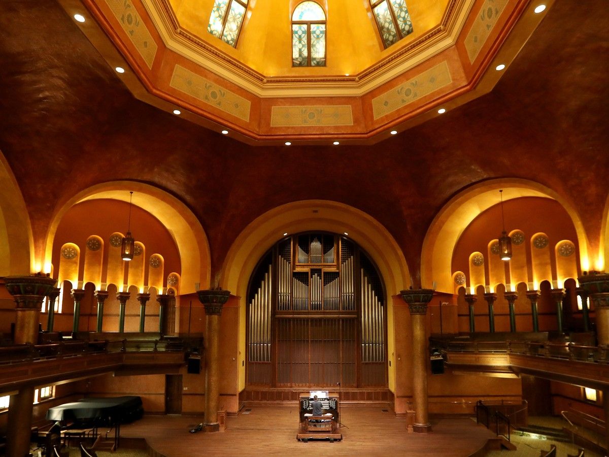 The monumental pipe organ at Carleton Dominion Chalmers Centre.
