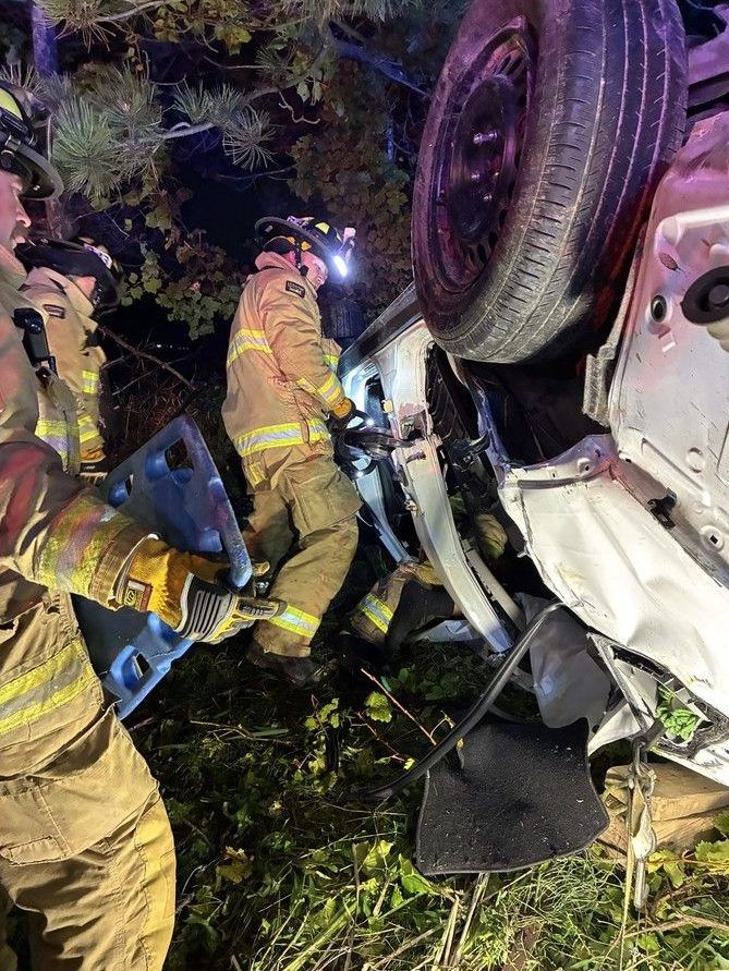  Ottawa Fire Services crews were called to the scene after an SUV left the road, rolled and came to rest upside down in a ditch near Cedarview Road and Lytle Avenue on Wednesday, Sept. 2, 2026.