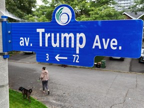 Trump Avenue in Ottawa. City council voted Wednesday to start the process to find a new name for the street in the Central Park neighbourhood.