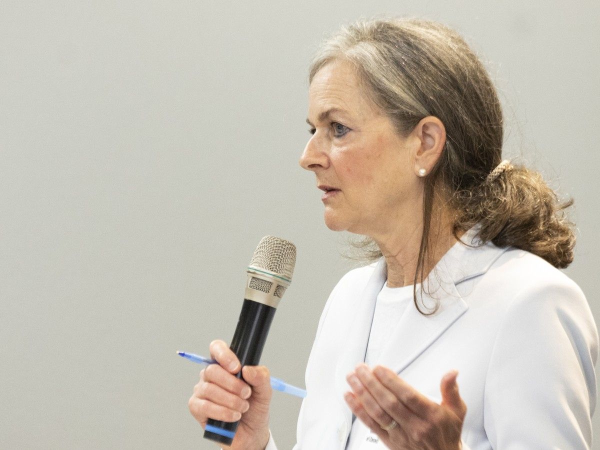 Canada’s eighth Commissioner of Official Languages, Kelly Burke, speaks at a forum hosted by Talking, Advocating, Living in Québec, an NGO advocating for the rights of English speaking Quebecers, in Montreal, on June 12, 2026. Canada’s eighth Commissioner of Official Languages, Kelly Burke, speaks at a forum hosted by Talking, Advocating, Living in Québec, an NGO advocating for the rights of English speaking Quebecers, in Montreal, on June 12, 2026.