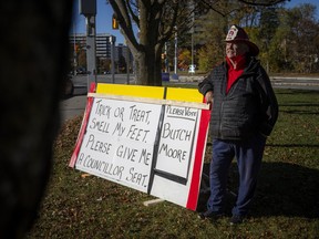 Butch Moore, a candidate for councillor in Bay Ward, is photographed along Carling Ave. in Ottawa