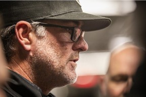 Head coach and general manager Ryan Dinwiddie speaks with members of the media during the Ottawa Redblacks' end-of-season media availability at TD Place in Ottawa on Sunday, Oct. 25, 2026.