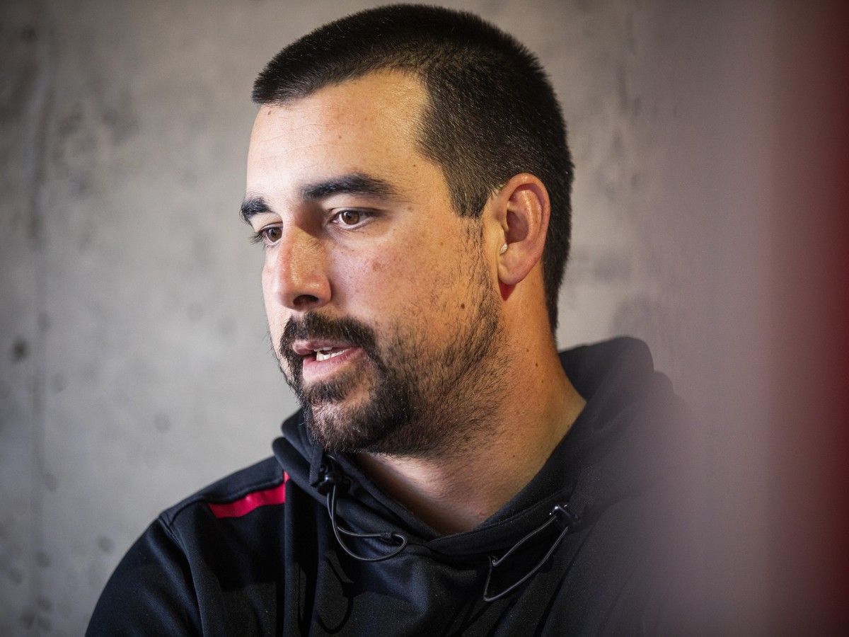 Redblacks quarterback Jake Maier speaks with members of the media during the Ottawa Redblacks' end-of-season media availability at TD Place in Ottawa on Sunday, Oct. 25, 2026.