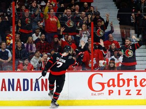 Brady Tkachuk and Ottawa Senators fans celebrate
