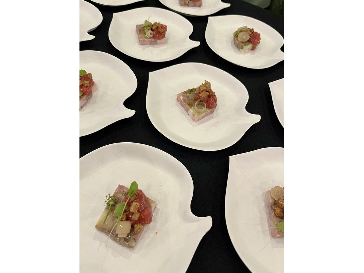 La Petite Primerose served dry-aged pork terrine with wild apple mostarda, pickled ramp, fig leaf, apricot and black walnut the 2026 Ottawa Citizen Best Restaurants event at the National Arts Centre. La Petite Primerose served dry-aged pork terrine with wild apple mostarda, pickled ramp, fig leaf, apricot and black walnut the 2026 Ottawa Citizen Best Restaurants event at the National Arts Centre.