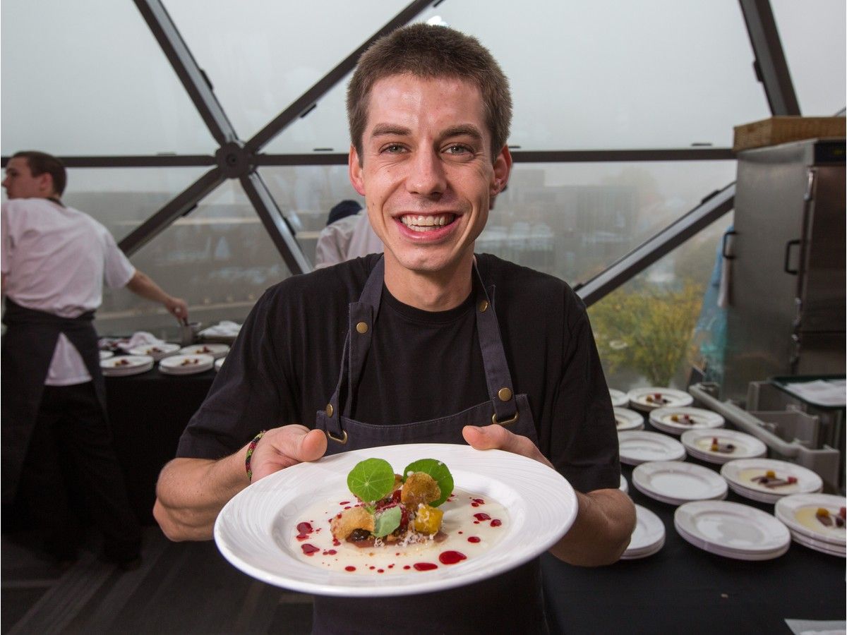  Chef Yannick La Salle of Restaurant Les Foug&egrave;res, competing in the 2018 regional qualifier for the 2019 Canadian Culinary Championship. He won the local qualifier, and went on to win the national title.