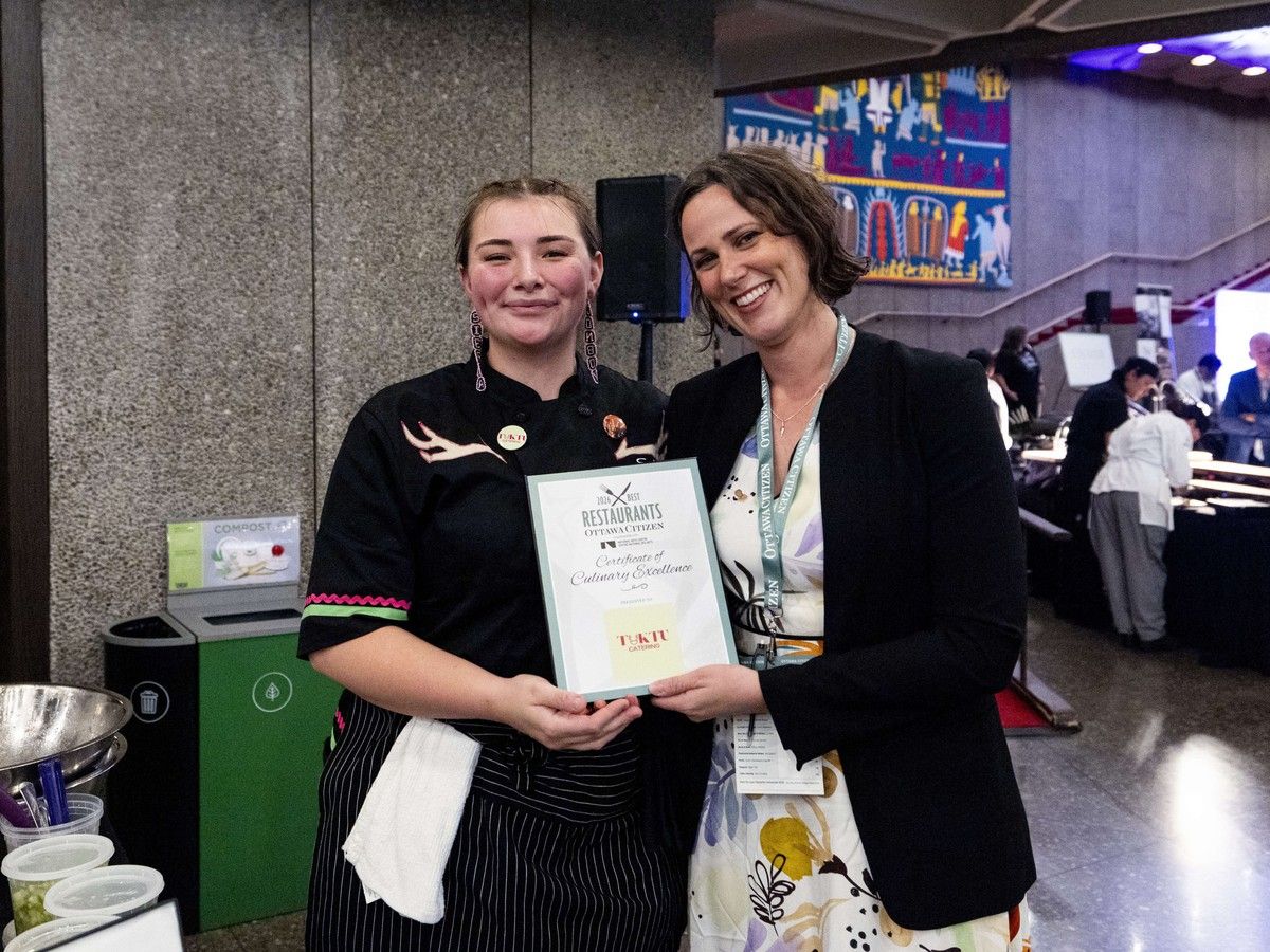 Editor-in-chief of the Ottawa Citizen Nicole Feriancek, right, presents Sierra Conboy of Tuktu Catering with a Certificate of Culinary Excellence award during the Ottawa Citizen Best Restaurants 2026 at the National Arts Centre on Monday. Editor-in-chief of the Ottawa Citizen Nicole Feriancek, right, presents Sierra Conboy of Tuktu Catering with a Certificate of Culinary Excellence award during the Ottawa Citizen Best Restaurants 2026 at the National Arts Centre on Monday.