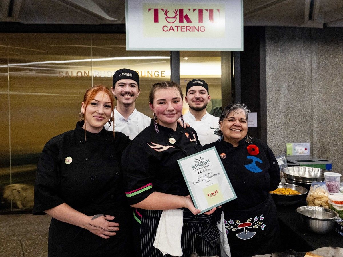 Sierra Conboy of Tuktu Catering, middle, flanked by chef Trudy Metcalfe-Coe, right, poses for a picture after receiving the Certificate of Culinary Excellence award during the Ottawa Citizen Best Restaurants 2026 at the National Arts Centre on Monday. Sierra Conboy of Tuktu Catering, middle, flanked by chef Trudy Metcalfe-Coe, right, poses for a picture after receiving the Certificate of Culinary Excellence award during the Ottawa Citizen Best Restaurants 2026 at the National Arts Centre on Monday.
