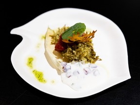 Chef Joe Thottungal of Coconut Lagoon served his duck biryani at the Ottawa Citizen Best Restaurants 2026 event at the National Arts Centre on Monday.