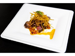 Arlo served beef tataki with barbecue eel at the Ottawa Citizen Best Restaurants 2026 event at the National Arts Centre on Monday, Oct. 19, 2026. Photo by Spencer Colby/Postmedia