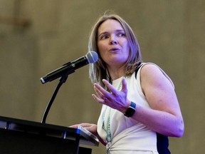 CEO of the Ottawa Food Bank Natalie Spooner speaks during the Ottawa Citizen Best Restaurants 2026 at the National Arts Centre on Monday.