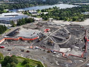 A drone shot of the construction of the new Ottawa Hospital