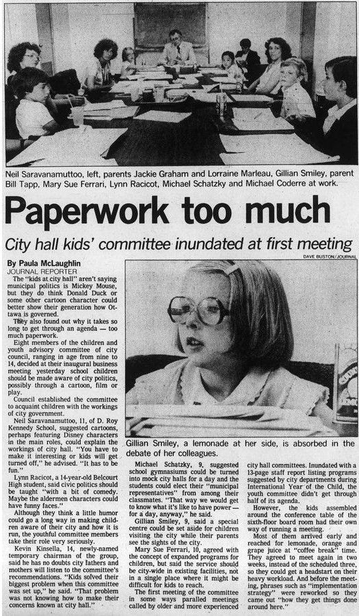  A newspaper clipping of the Ottawa Journal from July 1980 when Neil Saravanamuttoo was a member of Ottawa city council’s children and youth advisory committee.