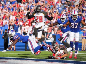 LeSean McCoy of the Buffalo Bills scores a touchdown against the Tampa Bay Buccaneers in the fourth quarter on Oct. 22, 2017 at New Era Field in Orchard Park, N.Y. (Brett Carlsen/Getty Images)