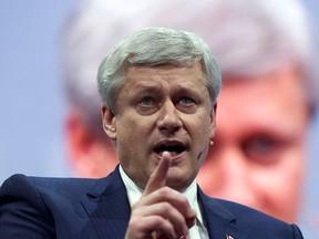Former Prime Minister of Canada Stephen Harper speaks at the 2017 American Israel Public Affairs Committee (AIPAC) policy conference in Washington on March 26, 2017. THE CANADIAN PRESS/AP, Jose Luis Magana