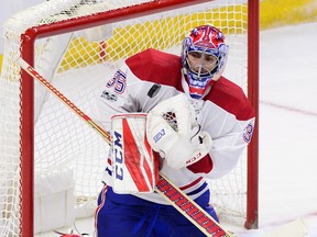 Canadiens goalie Al Montoya makes a save against the Senators during a game on Oct. 30. THE CANADIAN PRESS/Sean Kilpatrick