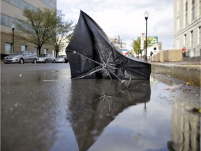 A broken umbrella.