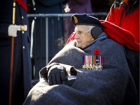 Fred Arsenault took part in the parade at the end of the National Remembrance Day Ceremony at the National War Memorial in Ottawa on Saturday, November 11, 2017.