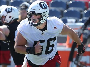 Offensive lineman Alex Mateas has played in all but one game since the Redblacks drafted him first overall in 2015. JULIE OLIVER/POSTMEDIA