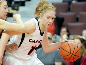 Carleton guard Catherine Traer led the Ravens in scoring in their win over Windsor on Friday night. Julie Oliver/Postmedia)
