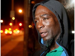 Cheque Day in the capital.  Adrian Johnson, 45, hangs around the street near the downtown shelter. "A lot of us addicts are just out here feeding our addiction... On Cheque Day I usually get suckered and I'm broke that same day" he says.