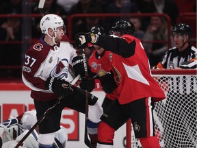 2017 SAP NHL Global Series - Colorado Avalanche v Ottawa Senators

STOCKHOLM, SWEDEN - NOVEMBER 11: J.T. Compher #37 of Colorado Avalanche in an argument with Chris Wideman #6 of Ottawa Senators during the 2017 SAP NHL Global Series match between Colorado Avalanche and Ottawa Senators at Ericsson Globe on November 11, 2017 in Stockholm, Sweden. (Photo by Nils Petter Nilsson/Ombrello/Getty Images)
Nils Petter Nilsson/Ombrello, Getty Images