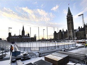 Construction continues on the skating rink on Parliament Hill in Ottawa on Monday, Nov. 20, 2017. A $5.6-million skating rink constructed on the east lawn of Parliament Hill will remain open to the public until the end of February - not just for three weeks as initially planned. THE CANADIAN PRESS/Justin Tang ORG XMIT: CPT139

EDS NOTE A FILE PHOTO
Justin Tang,