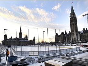 Construction on the $5.6-million skating rink on Parliament Hill, Nov. 20.