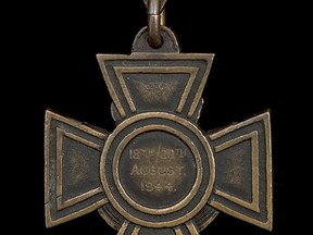 The Victoria Cross, that belonged to Major David Vivian Currie, VC, CD.