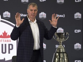 CFL Commissioner Randy Ambrosie  during his State of the League address Friday in Ottawa.
