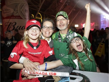 This group of CFL fanatics included, left to right, Michael, Lana, Marty and Lily Lovo of Calgary. David Kawai/Postmedia