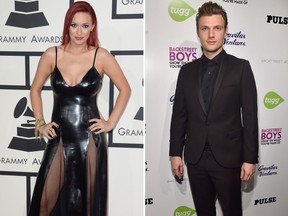 Kaya Jones and Nick Carter. (Robyn Beck/AFP/Getty Images/Alberto E. Rodriguez/Getty Images)