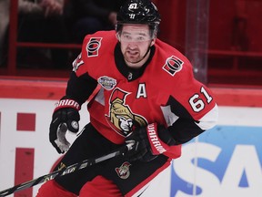 Mark Stone of the Ottawa Senators during the 2017 SAP NHL Global Series on Nov. 11, 2017