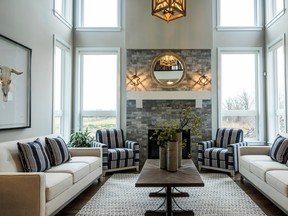 The grand living room in the Oxford model home.