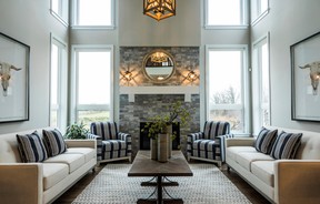 The grand living room in the Oxford model home.