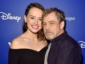 Daisy Ridley and Mark Hamill at Disney's D23 EXPO 2017 in Anaheim, Calif. (Alberto E. Rodriguez/Getty Images for Disney)