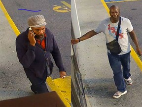 Suspect, on left, sought in clothing store robbery on Bank Street. Person of interest is on the right.