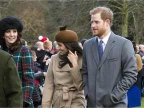 The British Royal family arrive at Sandringham to celebrate Christmas Day .