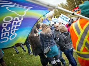 Students at La Cité Collegiale held a rally to support striking professors in October.