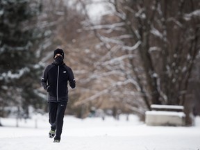 A runner didn't let a little snow slow him down on Sunday morning in Britannia Park.