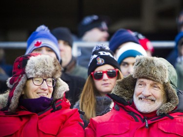 Fans were well bundled during the outdoor game of the Gatineau Olympiques against the Ottawa 67's at TD Place Sunday December 17, 2017.   Ashley Fraser/Postmedia