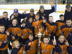 The Kanata Blazers won 2-1 in a shoot out against the St. Clair Shores Saints Saturday December 30, 2017 at Minto Arena, winning the Minor Atom A championship in the Bell Capital Cup.    Ashley Fraser/Postmedia