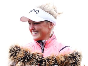 Brooke Henderson looks on after winning the New Zealand Women's Open on Oct. 2 in Auckland.