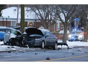 File photo o two-car crash in Scarborough, Ont., on Feb. 2, 2017.