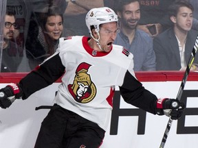 Senators winger Mark Stone, seen here during a recent game in Montreal, was expected to play Wednesday at Anaheim even though he had missed Tuesday's skate because of illness.