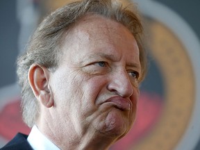 Senators owner Eugene Melnyk talks to the media on Sept. 7, 2017