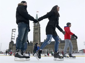 Public skating skating on the new rink on Parliament Hill in Ottawa Thursday Dec 7, 2017.    Tony Caldwell